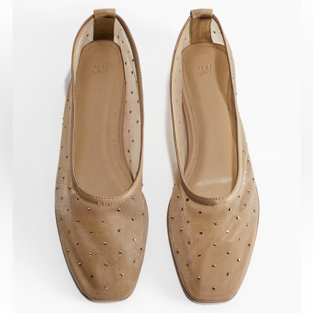 NEW H&M Rhinestone-Embellished Flats